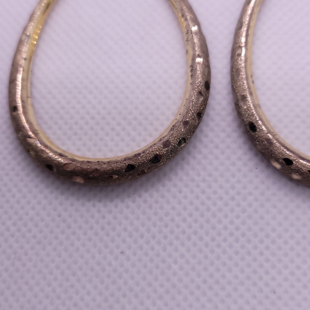 Argento Vivo AV 925 Sterling Silver Textured Oval Hoop Earrings 9.18g - Picture 3 of 8